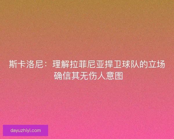 斯卡洛尼：理解拉菲尼亚捍卫球队的立场 确信其无伤人意图
