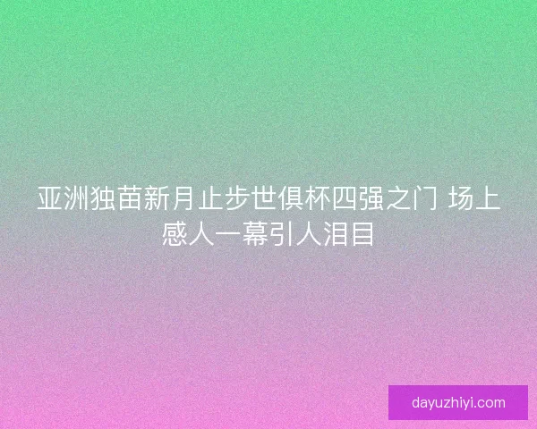 亚洲独苗新月止步世俱杯四强之门 场上感人一幕引人泪目