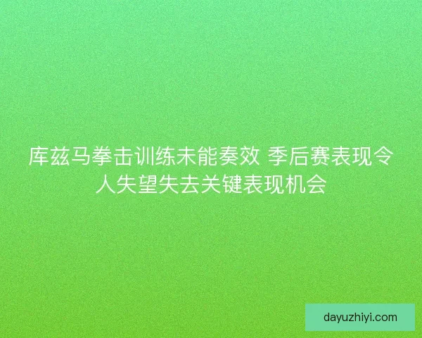 库兹马拳击训练未能奏效 季后赛表现令人失望失去关键表现机会