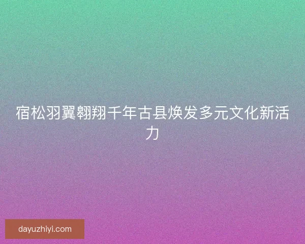 宿松羽翼翱翔千年古县焕发多元文化新活力
